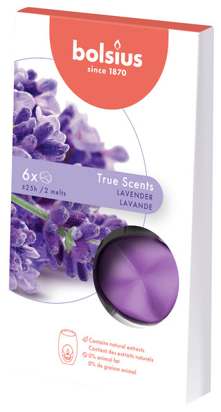 Bolsius cire fondante pack vrais parfums lavande 25 heures (8x 6 pièces)