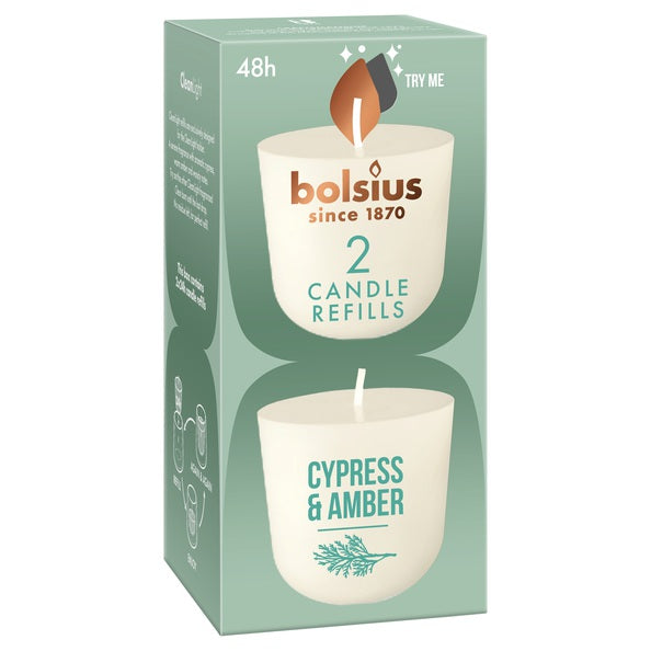 Bolsius cleanlight 2-pack cyprès ambre ø57x116 mm (6x 2 pièces)