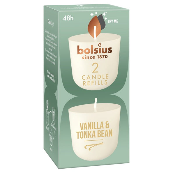 Bolsius cleanlight 2-pack vanille fève tonka ø57x116 mm (6x 2 pièces)