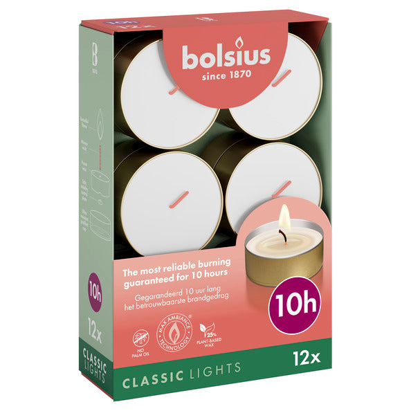 Maxi lumières Bolsius ø60x25 mm 10 heures (6x 12 pièces)
