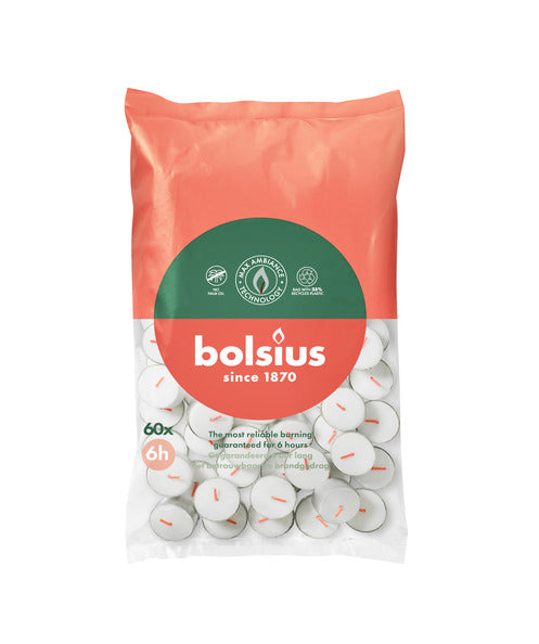 Bougies chauffe-plat Bolsius ø38x19 mm 6 heures (6x 60 pièces)