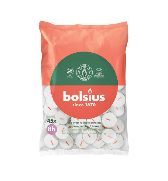 Bougies chauffe-plat Bolsius ø38x22 mm 8 heures (6x 45 pièces)