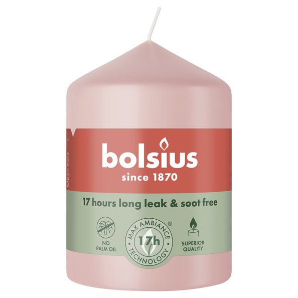 Bougie pilier Bolsius rose brumeux ø58x80 mm 17 heures (6 pièces)