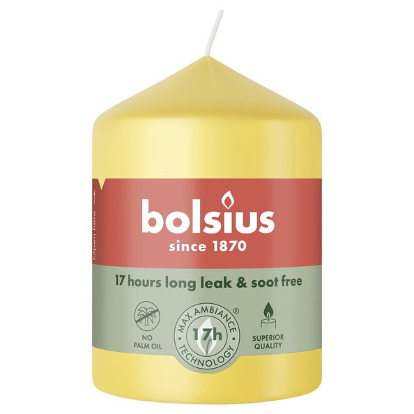 Bougie pilier Bolsius jaune soleil ø58x80 mm 17 heures (6 pièces)