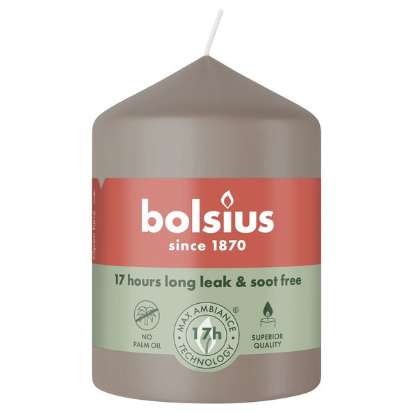 Bougie lumineuse bloc Bolsius taupe ø58x80 mm 17 heures (6 pièces)