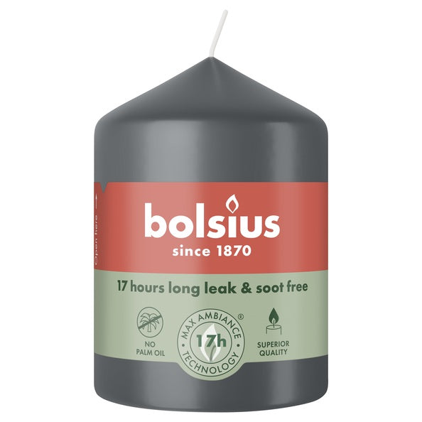 Bougie pilier Bolsius gris orageux ø58x80 mm 17 heures (6 pièces)
