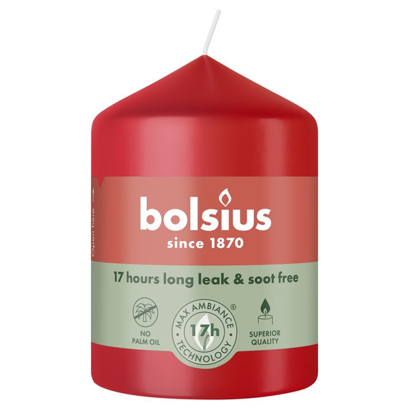 Bougie pilier Bolsius rouge délicat ø58x80 mm 17 heures (6 pièces)