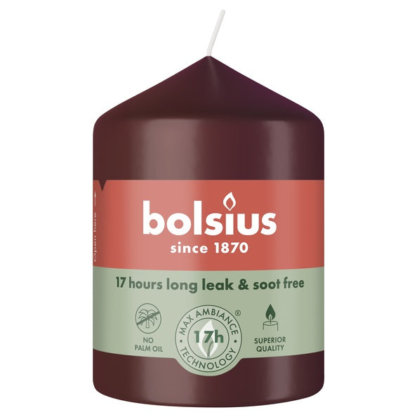 Bougie pilier Bolsius velours rouge ø58x80 mm 17 heures (6 pièces)