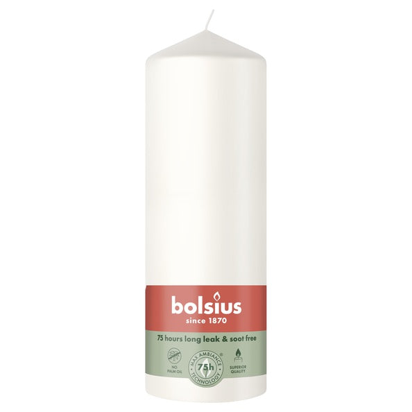 Bougie pilier Bolsius blanc nuageux ø68x200 mm 75 heures (6 pièces)