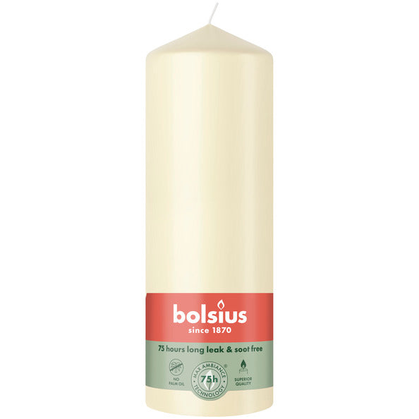 Bougie bloc Bolsius perle douce ø68x200 mm 75 heures (6 pièces)