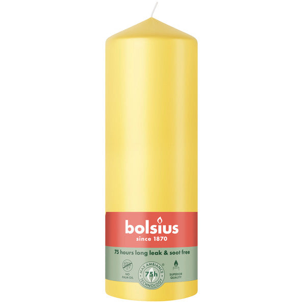 Bougie bloc Bolsius jaune soleil ø68x200 mm 75 heures (6 pièces)
