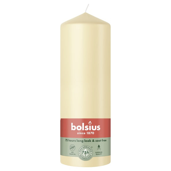 Bougie pilier Bolsius beige ø68x200 mm 75 heures (6 pièces)