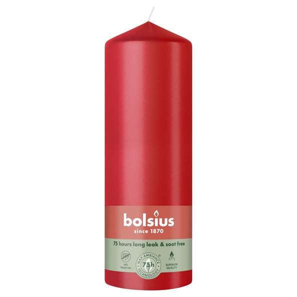 Bougie pilier Bolsius rouge délicat ø68x200 mm 75 heures (6 pièces)