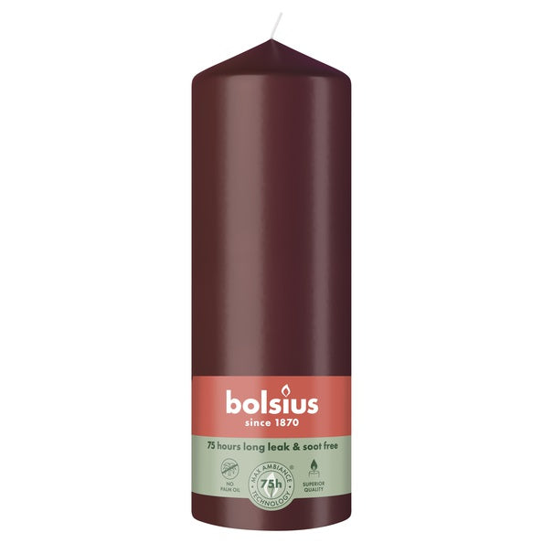 Bougie pilier Bolsius velours rouge ø68x200 mm 75 heures (6 pièces)