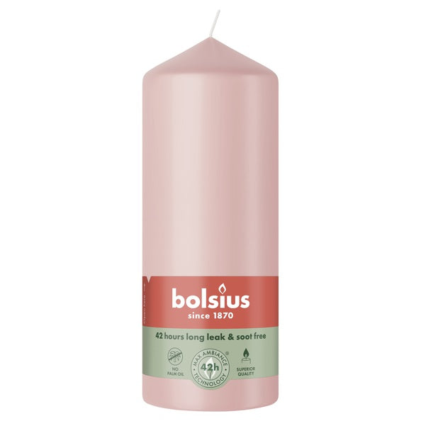 Bougie pilier Bolsius rose brumeux ø58x150 mm 42 heures (6 pièces)