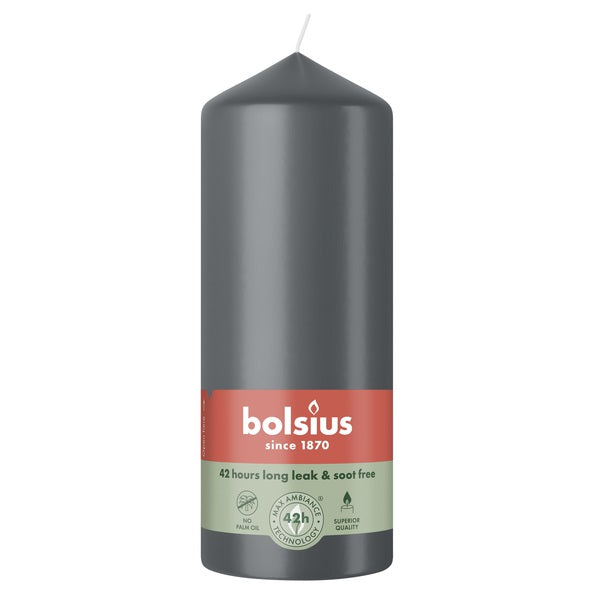 Bougie pilier Bolsius gris orageux ø58x150 mm 42 heures (6 pièces)