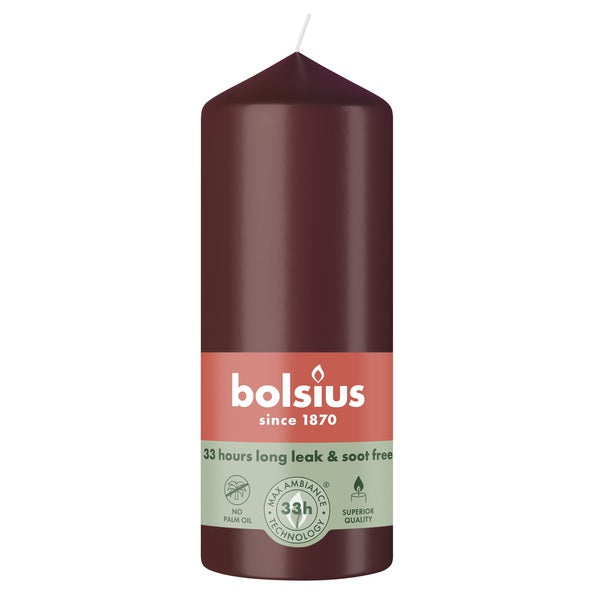 Bougie pilier Bolsius velours rouge ø58x150 mm 42 heures (6 pièces)