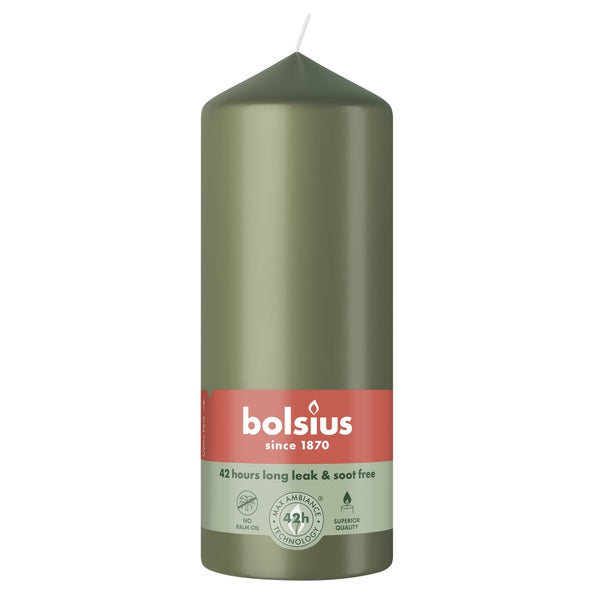 Bougie pilier Bolsius olive fraîche ø58x150 mm 42 heures (6 pièces)