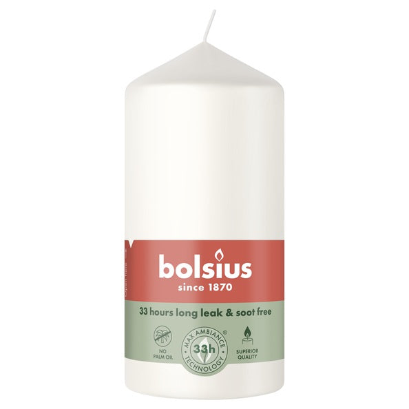Bougie pilier Bolsius blanc nuageux ø58x120 mm 33 heures (6 pièces)