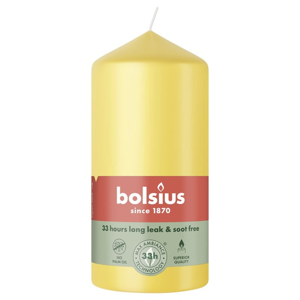 Bougie pilier Bolsius jaune soleil ø58x120 mm 33 heures (6 pièces)