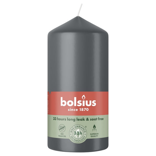 Bougie pilier Bolsius gris orageux ø58x120 mm 33 heures (6 pièces)