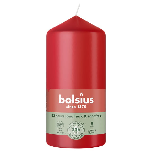 Bougie pilier Bolsius rouge délicat ø58x120 mm 33 heures (6 pièces)
