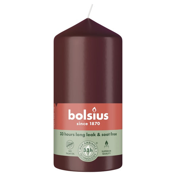 Bougie pilier Bolsius velours rouge ø58x120 mm 33 heures (6 pièces)