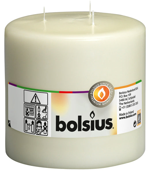 Bougie mammouth Bolsius 3 mèches ivoire ø150x150 mm 75 heures (2 pièces)