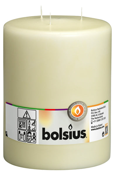 Bougie mammouth Bolsius 3 mèches ivoire ø150x200 mm 100 heures (2 pièces)