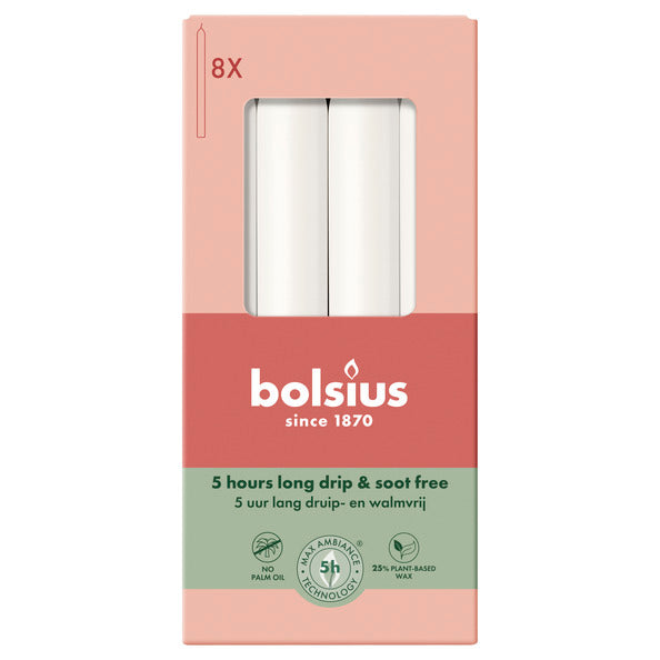 Bougies de dîner Bolsius blanc nuageux ø20x170 mm 5 heures (4x 8 pièces)