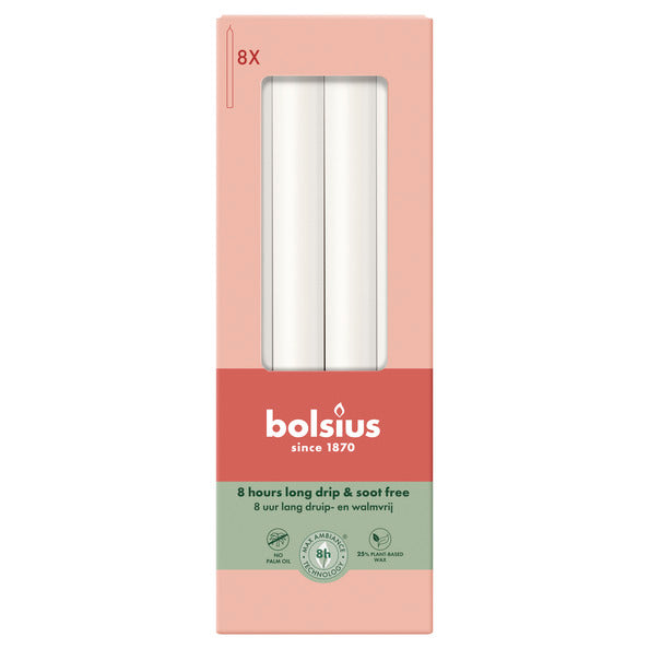 Bougies de dîner Bolsius blanc nuageux ø20x230 mm 8 heures (4x 8 pièces)