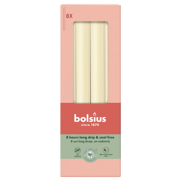 Bougies de dîner Bolsius perle douce ø20x230 mm 8 heures (4x 8 pièces)