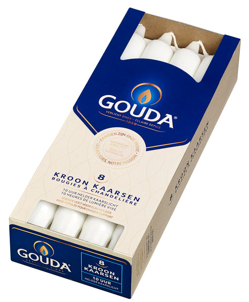 Bougies couronne Bolsius blanc satiné ø24x240 mm 10 heures (6x 8 pièces)