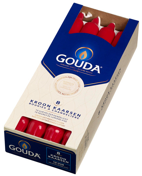 Bougies couronne Bolsius rouge rubis ø24x240 mm 10 heures (6x 8 pièces)