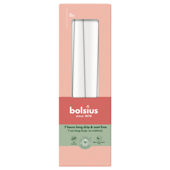 Bougies gothiques Bolsius blanc nuageux ø24x245 mm 7 heures (8x 4 pièces)