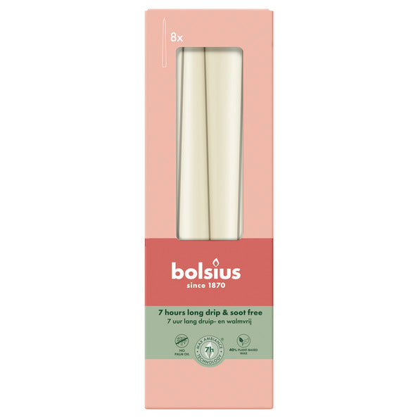 Bougies gothiques Bolsius perle douce ø24x245 mm 7 heures (8x 4 pièces)