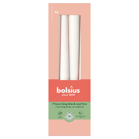 Bougies gothiques Bolsius blanc nuageux ø24x245 mm 7 heures (8x 4 pièces)