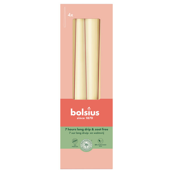 Bougies gothiques Bolsius avoine beige ø24x245 mm 7 heures (8x 4 pièces)
