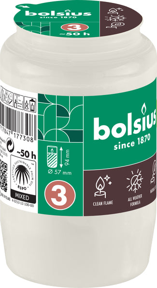 Bolsius compolight no. 3 blancs ø57x95 mm 50 heures (20 pièces)
