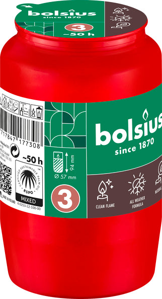 Bolsius compolight no. 3 rouges ø57x95 mm 50 heures (20 pièces)