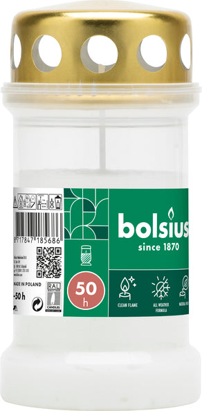 Lampe funéraire Bolsius no. 3 avec couvercle blanc ø67x133 mm 50 heures (24 pièces)