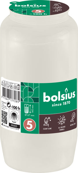 Lampes funéraires Bolsius compolight no. 5 blanc ø67x141 mm 100 heures (24 pièces)