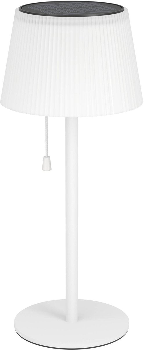 Lampe de table Eglo scordiano - rechargeable (jusqu'à 22 heures de lumière) - solaire - 38 cm - blanc - sans fil - intérieur et extérieur - interrupteur à tirette