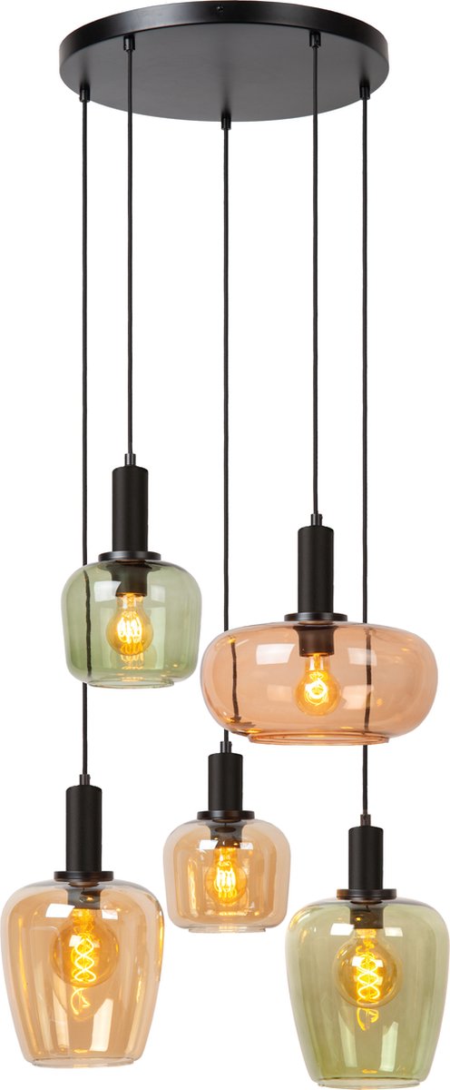Lucide ilona - lampe suspendue - 5xe27 - noir