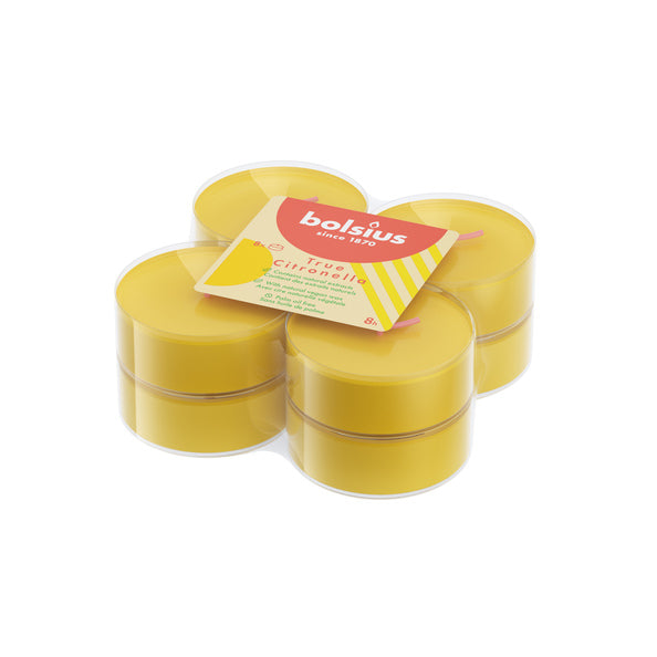 Bougies chauffe-plat parfumées Bolsius vraie citronnelle ø58 mm 8 heures (6x 8 pièces)