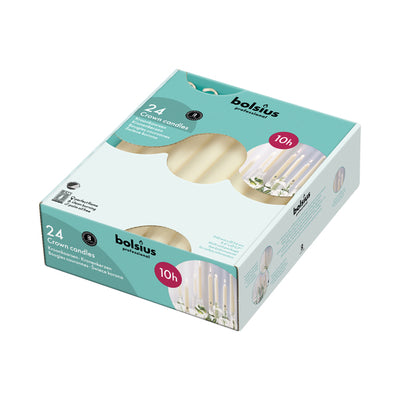 Bougies couronne professionnelles Bolsius ivoire 240 24 mm 10 heures (24 pièces)