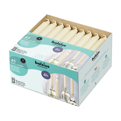 Bougie de bistro professionnelle Bolsius ivoire 180 21,3 mm 6 heures de combustion (45 pièces)
