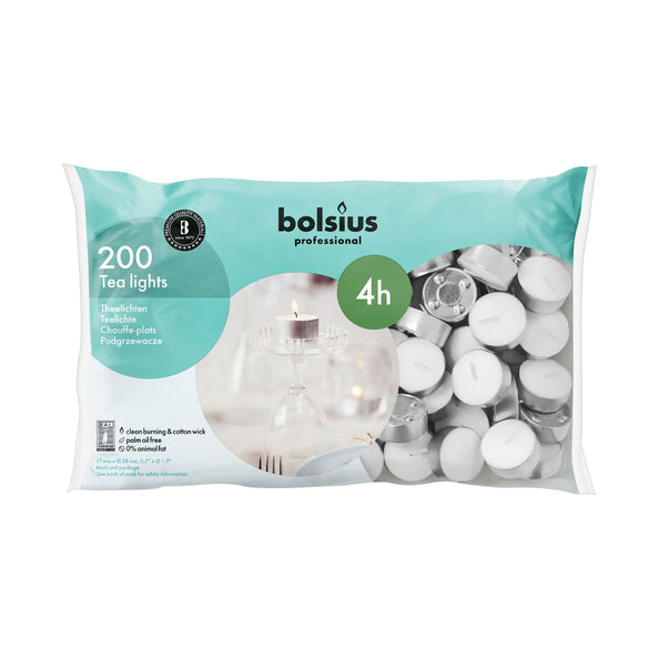Bougies chauffe-plat professionnelles Bolsius 4 heures (200 pièces)