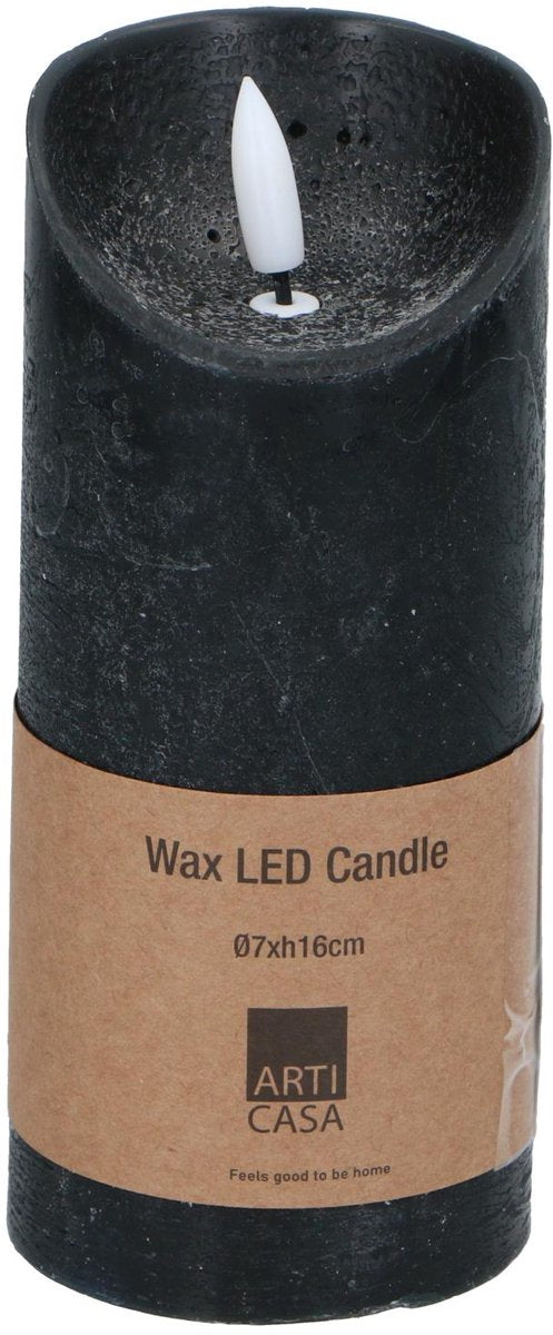 Bougie LED Arti casa - flamme mobile - 7 x 16 cm - noir