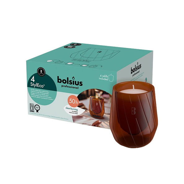 Support Bolsius styleco marron ø96x111 mm (2x 4 pièces)